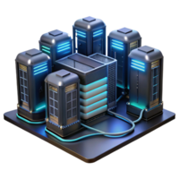 stunning vintage A futuristic data center with rows of servers and glowing cables, complex and intricate, dark and moody lighting 4K png
