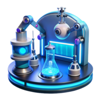 vibrant abstract A futuristic laboratory filled with holographic displays and robotic arms, sleek and minimalist design, cool blue lighting premium png