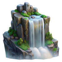 elegant minimalist A roaring waterfall cascading down a cliff face, misty lighting, romantic landscape painting premium png
