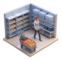 elegant abstract A lone figure scavenging for food in a deserted supermarket, dim lighting, gritty realism style, muted color palette, detailed textures genuine png