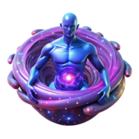 wonderful abstract A vibrant, swirling vortex of cosmic energy giving birth to a humanoid deity with constellations for skin, illuminated by nebulae, in a psychedelic style authentic png