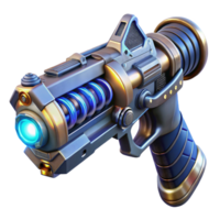 stunning minimalist A futuristic weapon, with intricate engravings and glowing energy coils, held by a gloved hand. Sci-fi realism, detailed textures, dramatic lighting high resolution png