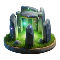 stunning abstract An ancient, moss-covered stone circle pulsating with mystical energy under a starry night sky, in a photorealistic, atmospheric style high quality png