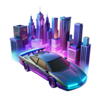 stunning classic A futuristic flying car soaring over a neon-lit cityscape, cyberpunk style, night scene, dynamic lighting. Sci-fi, futuristic transportation, high-speed high resolution png