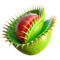 serene modern Close-up of a dew-kissed Venus flytrap, vibrant green and red, dramatic chiaroscuro lighting, macro photography style 4K png