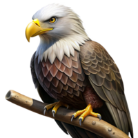 extraordinary contemporary A regal bald eagle perched on a branch, with intense gaze, dramatic lighting, painted in a photorealistic style exclusive png