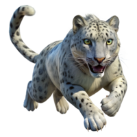 serene artistic A majestic snow leopard leaping through the air, mid-pounce, caught in a dramatic chiaroscuro lighting style, with highly detailed fur and intense eyes original png