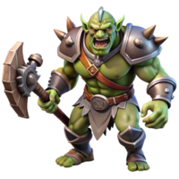 impressive artistic A fearsome orc warrior with heavy armor and a battle-axe, roaring in triumph. Harsh, dramatic lighting, dark fantasy style professional png