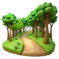 dramatic creative A winding dirt path through a lush green forest, dappled sunlight filtering through the canopy, Impressionist style high quality png