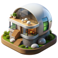 dramatic modern A modern, eco-friendly home built into the earth, soft natural light, architectural rendering 4K png