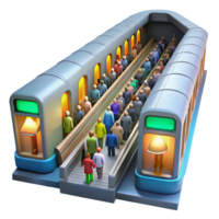 beautiful minimalist A crowded subway platform during rush hour, harsh fluorescent lighting, gritty realistic style exclusive png