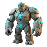 wonderful contemporary A powerful golem made of stone, animated by magical runes, standing guard, illuminated by a soft, ethereal glow. Mystical, fantasy creature, intricate details, 8k high quality png