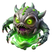 beautiful rustic A massive, biomechanical creature with glowing green eyes and tentacles, emerging from a swirling vortex of energy. Horror style detailed png