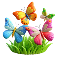 dramatic traditional A group of butterflies migrating across a field, colorful and dynamic, nature photography detailed png