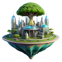 dramatic artistic A futuristic city built on a giant tree, lush vegetation and advanced technology, utopian theme authentic png