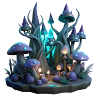 magnificent rustic A corrupted forest teeming with twisted, thorny vines and glowing mushrooms, illuminated by an eerie, bioluminescent light. Rendered in a dark, fantasy art style professional png