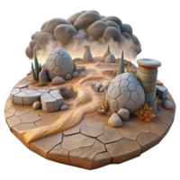 elegant artistic A desolate landscape with cracked earth and toxic fumes, muted color palette, post-apocalyptic style, gritty textures, hazy lighting exclusive png