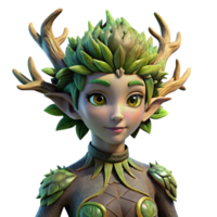 beautiful minimalist A serene dryad with bark-like skin and leafy hair, merging with a giant tree, illuminated by dappled sunlight. Mystical, ethereal, nature-inspired, 4k professional png