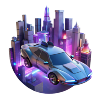 elegant minimalist A futuristic flying car soaring over a neon-lit cityscape, cyberpunk style, night scene, dynamic lighting. Sci-fi, futuristic transportation, high-speed original png