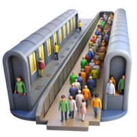 extraordinary artistic A crowded subway platform during rush hour, harsh fluorescent lighting, gritty realistic style authentic png