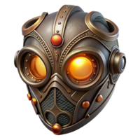 wonderful artistic A steampunk mask, concealing the wearer's face, with intricate filigree and glowing lenses. Dramatic lighting, masquerade style, realistic rendering exclusive png