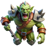 beautiful vintage A fearsome orc with war paint and a battle-axe, roaring in fury. Intense, dramatic lighting. Realistic style original png
