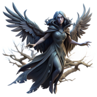 extraordinary contemporary A mysterious harpy with the body of a bird and the face of a woman, soaring through a dark forest. Ominous, shadowy lighting. Gothic style exclusive png