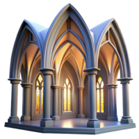 magnificent classic A medieval cathedral interior, soaring arches, stained glass windows, gothic architecture style, soft diffused light genuine png