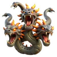 impressive rustic A fierce hydra with multiple heads, each spewing venomous fumes. Dark fantasy style, dynamic lighting exclusive png