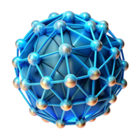 stunning rustic A network of interconnected glowing nodes forming the shape of a human brain, complex and intricate, dark background with neon blue highlights premium png