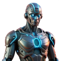 wonderful modern A lone cyborg with intricate biomechanical augmentations, illuminated by the neon signs of a rain-soaked alleyway, in a gritty, realistic style professional png