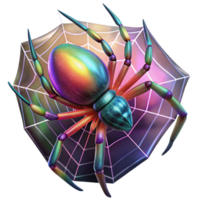 stunning abstract A colorful spider spinning its web, the silken threads glistening in the sunlight, depicted in a intricate, macro photography style detailed png