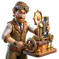 elegant abstract A steampunk inventor, working on a complex machine, intricate details, workshop lighting, focused style 4K png