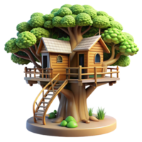 serene artistic A treehouse built into a giant sequoia tree, with wooden walkways and balconies, sunlight filtering through the leaves. Fantasy art, nature-inspired, whimsical style detailed png