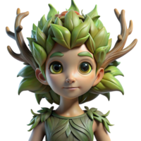 dramatic contemporary A mysterious dryad with bark-like skin and leafy hair, emerging from a tree, lit by dappled sunlight. Symbolist style exclusive png