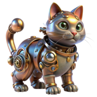 magnificent abstract A steampunk cat, with mechanical augmentations, gears and pipes, metallic fur, brightly lit, whimsical style professional png