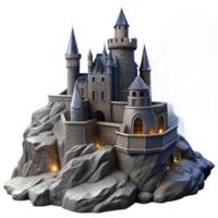 impressive creative An ancient, crumbling castle perched atop a windswept cliff. Dramatic, stormy lighting. Gothic style original png