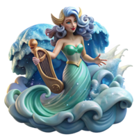 wonderful minimalist A beautiful siren, luring sailors with her enchanting song, amidst crashing waves and stormy skies. Dramatic, dynamic lighting. Romantic style 4K png