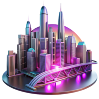 dramatic rustic A futuristic cityscape with sleek, chrome skyscrapers connected by glowing energy bridges, lit by a vibrant magenta sunset. Cyberpunk style, digital art, 8k resolution 4K png