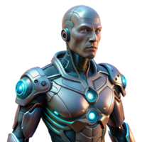 impressive contemporary A lone cyborg with intricate biomechanical augmentations, illuminated by the neon signs of a rain-soaked alleyway, in a gritty, realistic style premium png