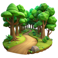 elegant traditional A winding dirt path through a lush green forest, dappled sunlight filtering through the canopy, Impressionist style detailed png