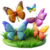 vibrant traditional A group of butterflies migrating across a field, colorful and dynamic, nature photography exclusive png