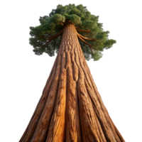 extraordinary creative A giant sequoia tree reaching towards the sky, its bark textured and weathered, with a majestic, nature photography style high resolution png