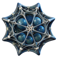 impressive traditional A delicate, spiderweb-like structure woven with starlight connecting celestial bodies, in a cosmic horror, H.R. Giger style detailed png