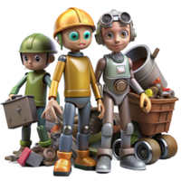 vibrant abstract A group of street urchins with cybernetic enhancements, scavenging for scrap in a junkyard, in a gritty, realistic style genuine png