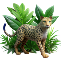 impressive abstract A stealthy jaguar stalking through the jungle, its spotted coat blending with the shadows, depicted in a dramatic, atmospheric style detailed png