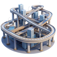 stunning traditional An intricate network of elevated highways and overpasses, complex perspective, futuristic lighting, abstract style exclusive png