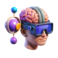 vibrant abstract A brain-computer interface connecting a human mind to a virtual world, surreal, psychedelic style authentic png