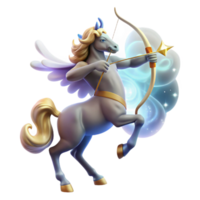 impressive abstract A wise centaur, drawing back an arrow on a mystical bow, surrounded by a swirling aura of celestial energy. Soft, magical lighting. Art Deco style original png