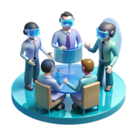 magnificent modern A group of people collaborating in a virtual meeting, holographic avatars, futuristic office setting professional png